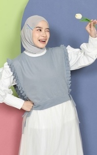 Vest Mybamus Dalla Ruffle Vest – Rompi Wanita – Vest Tali Samping Medium Gray M18626 R77S3-731338