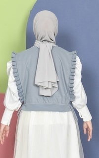 Vest Mybamus Dalla Ruffle Vest – Rompi Wanita – Vest Tali Samping Medium Gray M18626 R77S3-731341