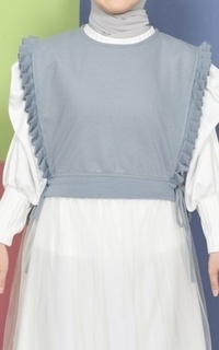 Vest Mybamus Dalla Ruffle Vest – Rompi Wanita – Vest Tali Samping Medium Gray M18626 R77S3-731342