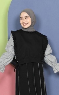Vest Mybamus Dalla Ruffle Vest – Rompi Wanita – Vest Tali Samping Black M18625 R77S1-731347