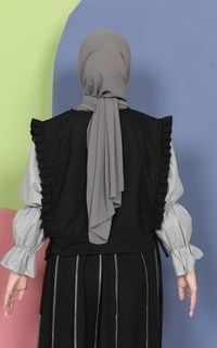 Vest Mybamus Dalla Ruffle Vest – Rompi Wanita – Vest Tali Samping Black M18625 R77S1-731349
