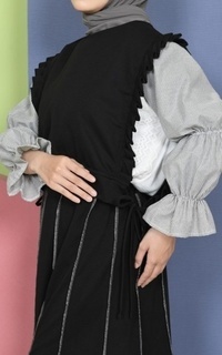 Vest Mybamus Dalla Ruffle Vest – Rompi Wanita – Vest Tali Samping Black M18625 R77S1-731350