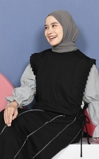 Vest Mybamus Dalla Ruffle Vest – Rompi Wanita – Vest Tali Samping Black M18625 R77S1-731351