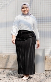 Rok Sira Polkadot Skirt Black M16631 R50S2