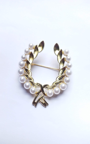 Brooch Yumna Leaf Wreath Pearl Brooch