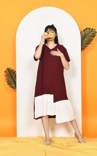 Tunik Yoenik Apparel Sujin Home Dress Maroon M18553 R39S3