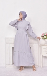 Gamis Vervessa's Leticia Beaded Dress Grey | Gamis Raya Pesta Kondangan PO 4 Days