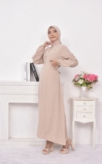 Gamis Vervessa's Chia Beaded Dress Beige | Gamis Raya Pesta Kondangan PO 4 Days