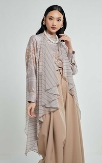 Blus Kami Eliza Layered Tunic Beige