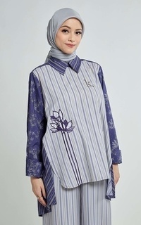 Blouse Kami Hana Embroidery Top Blue