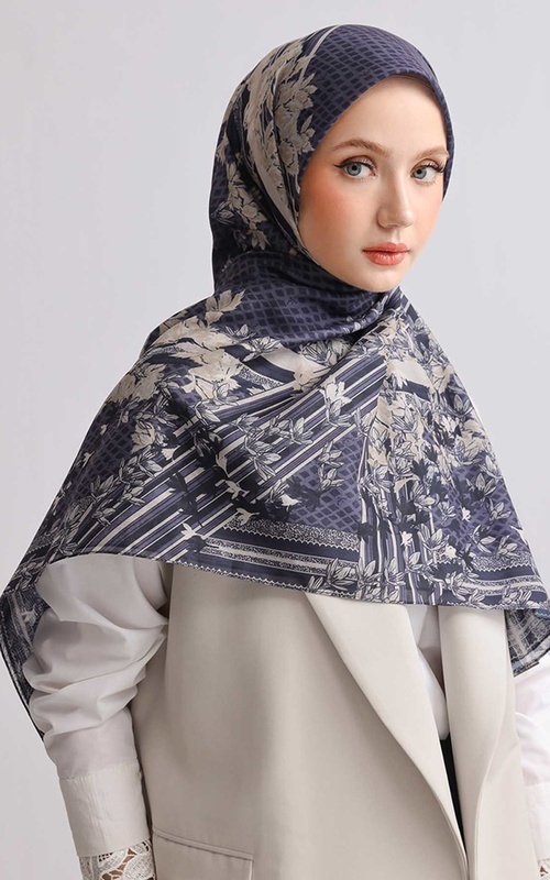 Hijab Motif - Kami Orva Raya Signature Scarf Slate - Slate