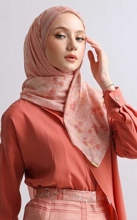 Printed Scarf Kami Orva Raya Signature Scarf Salmon