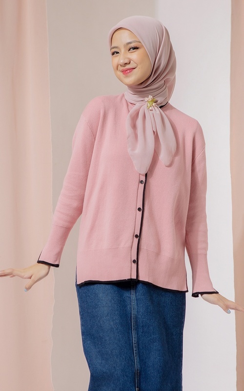 Cardigan - Zahira Knitwear (Knit Cardigan Lozy x Nashwa) - Dusty Pink