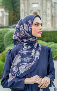 Hijab Motif Farra Voile Square - Butterfly Pea