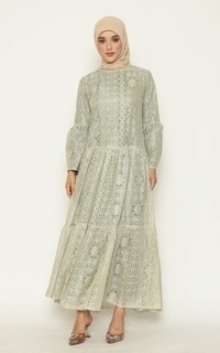 Gamis Khansa Green Lace Dress