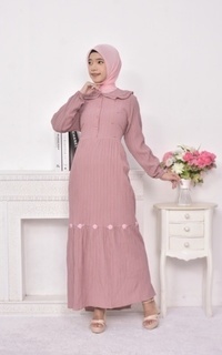 Gamis Vervessa's Nora Beaded Ruffle Dress Dusty Pink | Gamis Raya Pesta Kondangan PO 4 Days