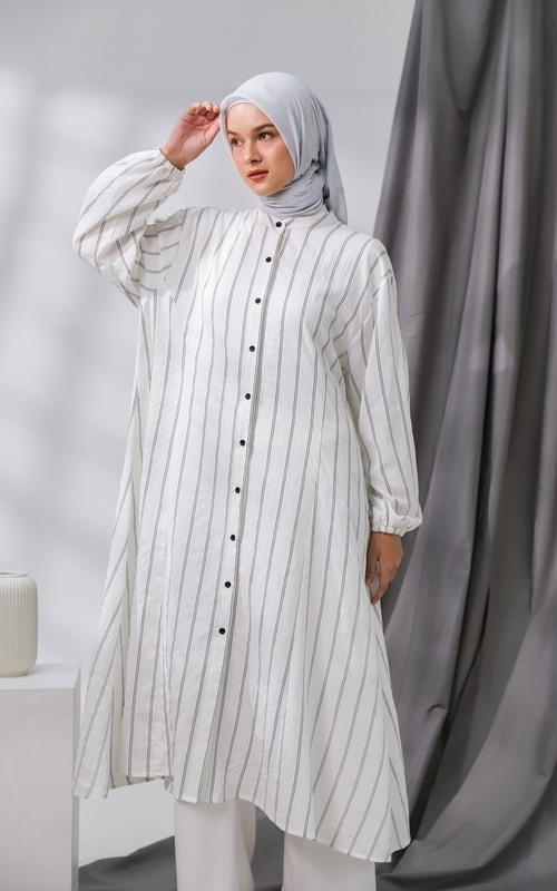 Tunik - Lhi Stripe Dress White - White