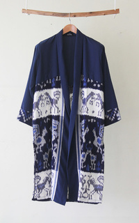 Cardigan Belgin Zoa Navy II Tenun Long Cardigan