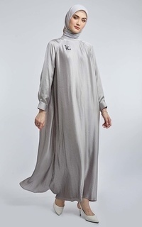 Long Dress Kami Dena Pleated Dress Plain Ash Grey