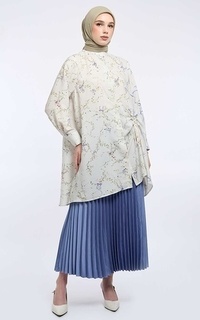 Blus Kami Eleni Drawstring Tunic Beige