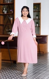 Tunik Yoenik Apparel Haneul Collar Midi Dress Dusty M18661 R28S3