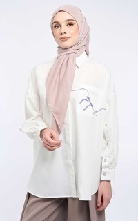 Kami Floren Printing Pocket Top White