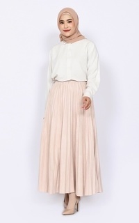 Rok Plisket Suede Skirt in Cream