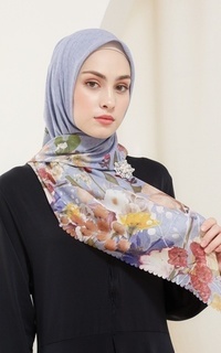 Hijab Motif Grey Fleur Artsy Scarf