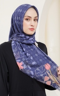 Hijab Motif Blue Tulipe Artsy Scarf