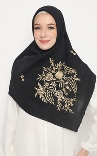 Printed Scarf Briona Embroidery Scarf Black