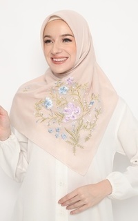 Hijab Motif Melcia Embroidery Scarf Mocca