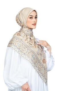 Hijab Motif Raudhah Large - Beige