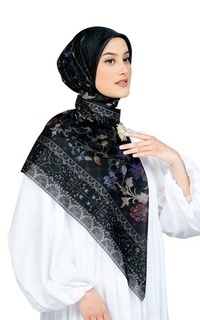 Hijab Motif Raudhah Large - Onyx