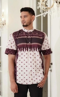 Benang Pelangi Gending Men Shirt Short Sleeve - Maroon