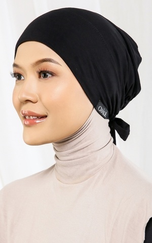 Scarf Cap Basic Tie Inner in Black