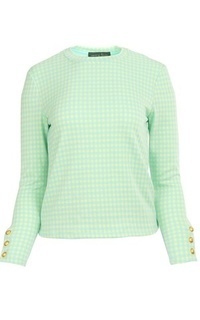 Blouse Gingham Top - Mint