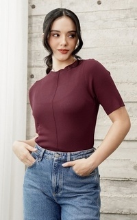 Blus Luana Knit Top - Maroon