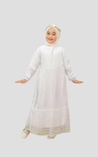 Long Dress Gamis Set Putih Aura (Kids)