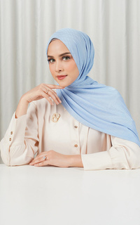 Pashmina Tapis Satin Jacquard Shawl - Forever Blue