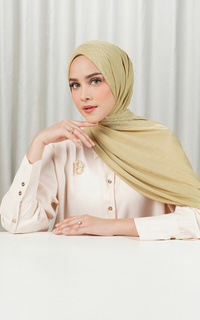 Pashmina Tapis Satin Jacquard Shawl - Khaki