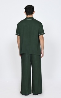 Setelan Set Piyama Rei (Setelan Baju Tidur Pria) Katun Premium Lengan Pendek Green-741729