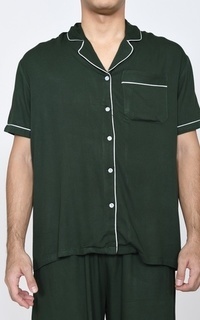 Setelan Set Piyama Rei (Setelan Baju Tidur Pria) Katun Premium Lengan Pendek Green-741730