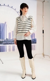 Rompi Monogram Knit Vest - Light Cream