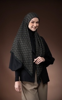 Hijab Motif HLC Scarf - Coal Black Large
