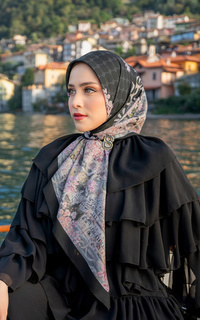 Hijab Motif Como Voile Square - Espresso