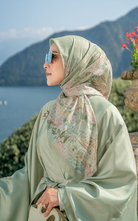 Printed Scarf Como Voile Square - Pistachio