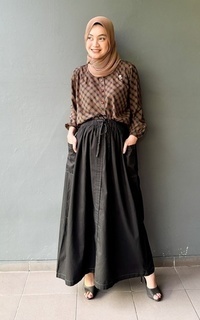 Rok Rina Skirt (Rok Katun Basic) Hitam