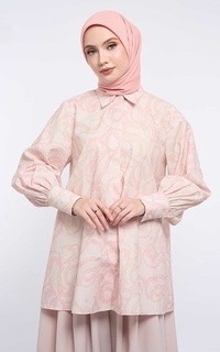 Blus Kami Akasha Bishop Sleeve Top Macaroon