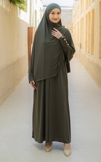 Gamis Hafisa Abaya Set Army-745234