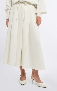 Rok Kami Terry Box Pleated Skirt Ivory